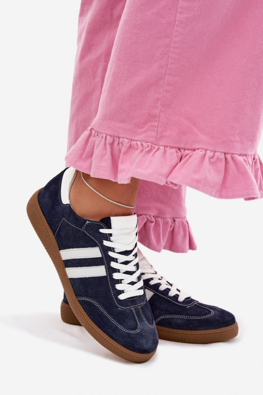 Zazoo N1068 en daim Faible Chaussures modèle baskets Féminin bleu foncé