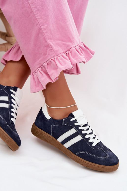Zazoo N1068 en daim Faible Chaussures modèle baskets Féminin bleu foncé