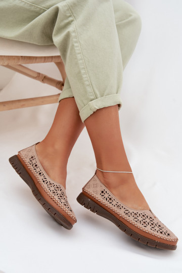 Ballerines ajourées pour femmes en cuir naturel Sergio Leone SP-006 rose