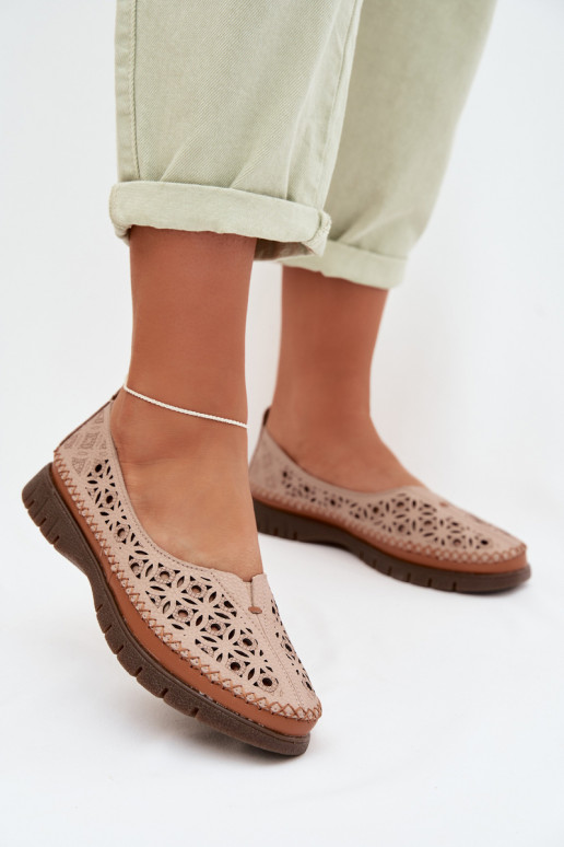 Ballerines ajourées FémininActivéturalnej Skóry Sergio Leone SP-006 couleur rose