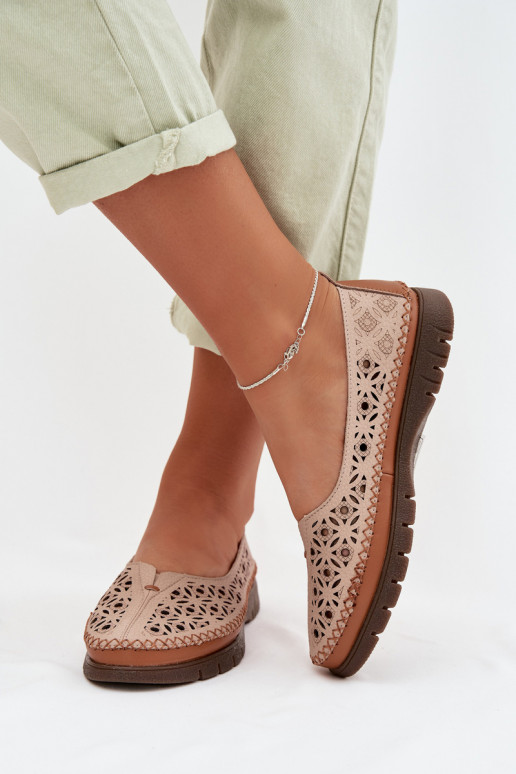 Ballerines ajourées FémininActivéturalnej Skóry Sergio Leone SP-006 couleur rose