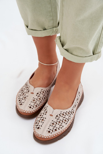 Ballerines ajourées pour femmes en cuir naturel Sergio Leone SP-006 gris
