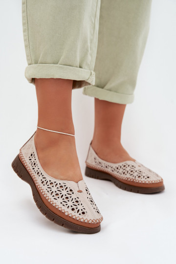 Ballerines ajourées pour femmes en cuir naturel Sergio Leone SP-006 gris 2