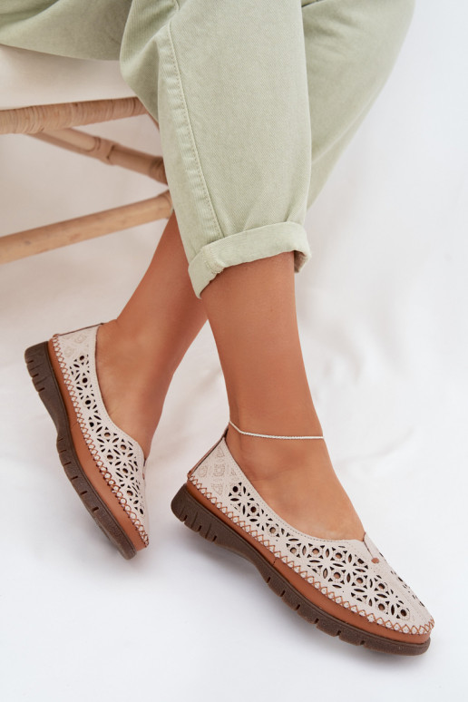 Ballerines ajourées FémininActivéturalnej Skóry Sergio Leone SP-006 couleur grise