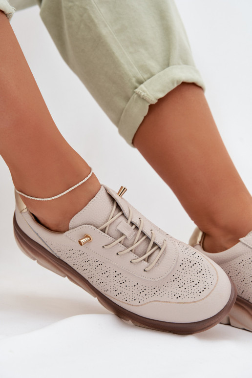 Peau en daim Chaussures modèle baskets Féminin avec des éléments ajourés Sergio Leone SP-002 marron