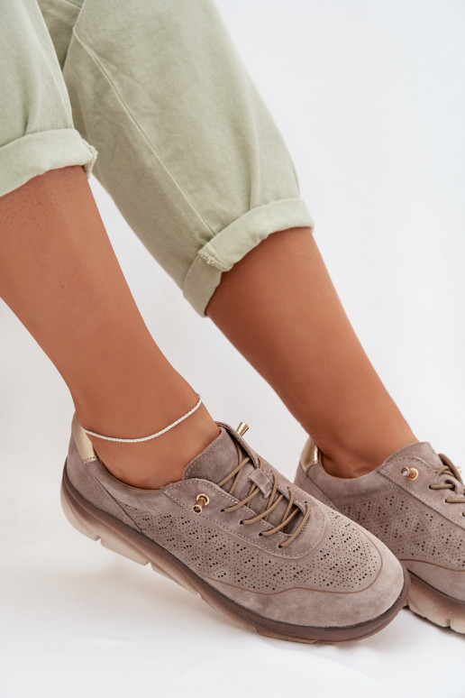 Peau Chaussures modèle baskets Féminin avec des éléments ajourés Sergio Leone SP-002 couleur grise