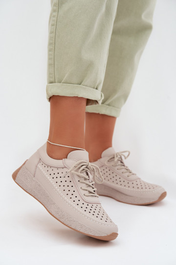 Peau chaussures Chaussures modèle baskets Féminin avec des éléments ajourés Sergio Leone SP-013 couleur grise 2