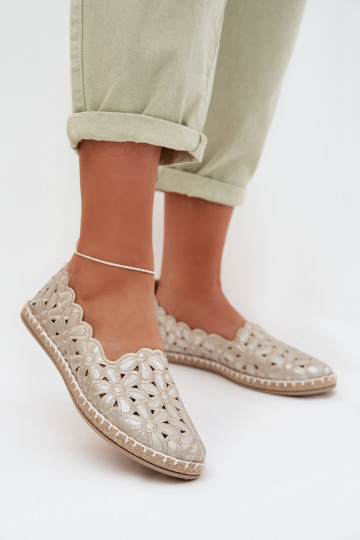 Ballerines pour femmes avec motifs floraux couleur or Vennice 2