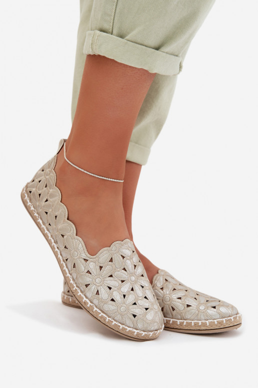 Féminin Un modèle convaincant Ballerines avec des fleurs couleur dorée Vennice