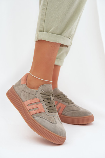Baskets sportives en daim pour femmes couleur verte Delyssia