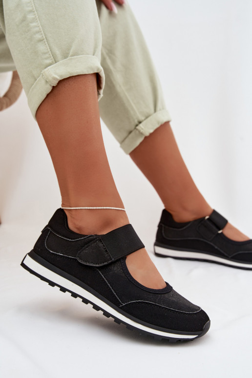 Chaussures de style sport Féminin avec attaches adhésives couleur noire Aveliette