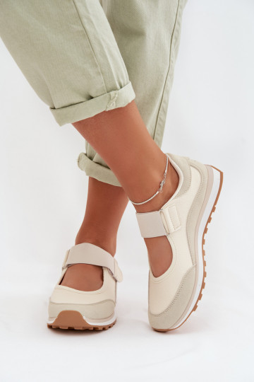 Chaussures de style sport Féminin avec attaches adhésives beige Aveliette