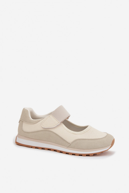 Chaussures de style sport Féminin avec attaches adhésives beige Aveliette