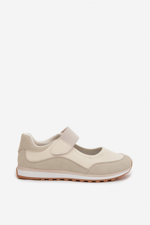 Chaussures de style sport Féminin avec attaches adhésives beige Aveliette
