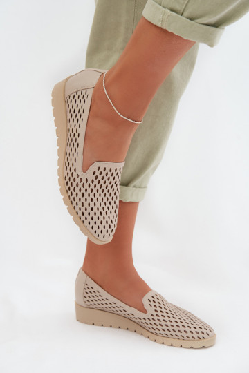 Chaussures pour femmes avec éléments ajourés couleur sable Flariette