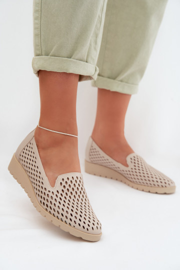 Chaussures pour femmes avec éléments ajourés couleur sable Flariette 2