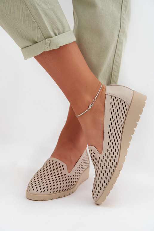 avec des éléments ajourés chaussures Féminin beige Flariette