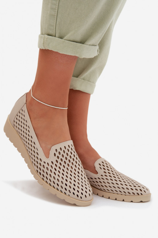 avec des éléments ajourés chaussures Féminin beige Flariette