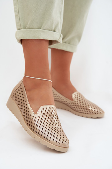 avec des éléments ajourés chaussures Féminin couleur dorée Flariette