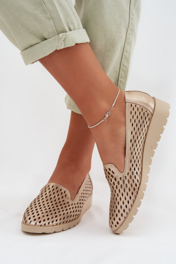 avec des éléments ajourés chaussures Féminin couleur dorée Flariette 2