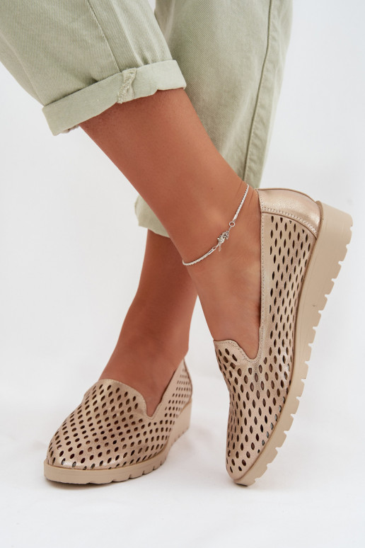 avec des éléments ajourés chaussures Féminin couleur dorée Flariette