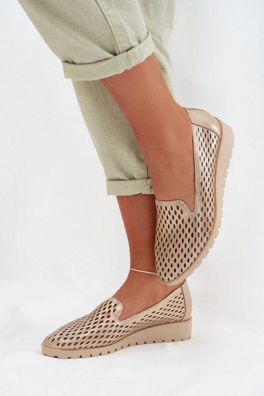 avec des éléments ajourés chaussures Féminin couleur dorée Flariette