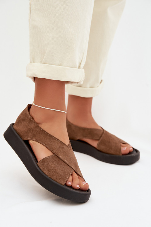 Sandales pour femmesActivéturalnego en daimu Zazoo 3196 marron