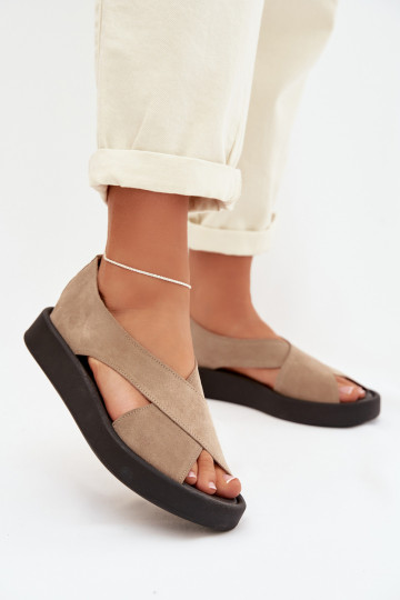 Sandales pour femmesActivéturalnego en daimu Zazoo 3196 beige 2