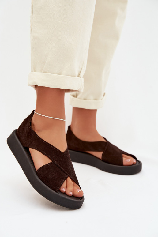 Sandales pour femmesActivéturalnego en daimu Zazoo 3196 CzekoladoÀe