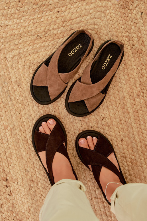 Sandales pour femmesActivéturalnego en daimu Zazoo 3196 CzekoladoÀe