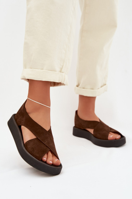 Sandales pour femmesActivéturalnego en daimu Zazoo 3196 marron