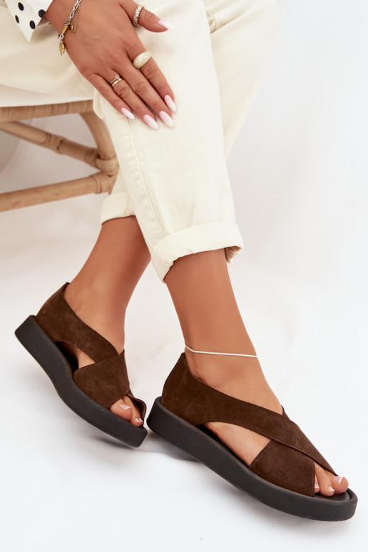 Sandales pour femmesActivéturalnego en daimu Zazoo 3196 marron