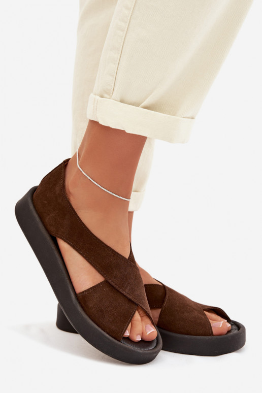 Sandales pour femmesActivéturalnego en daimu Zazoo 3196 marron