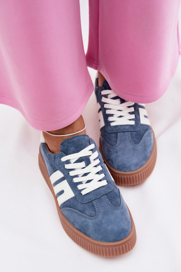 Chaussures modèle baskets FémininActivéturalnego en daimu couleur bleue Delyssia