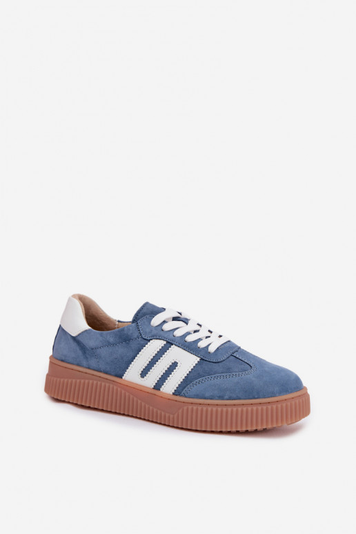 Chaussures modèle baskets FémininActivéturalnego en daimu couleur bleue Delyssia