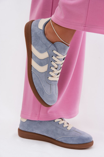 Chaussures modèle baskets Fémininen daim écologiqueu couleur bleue Jesavella