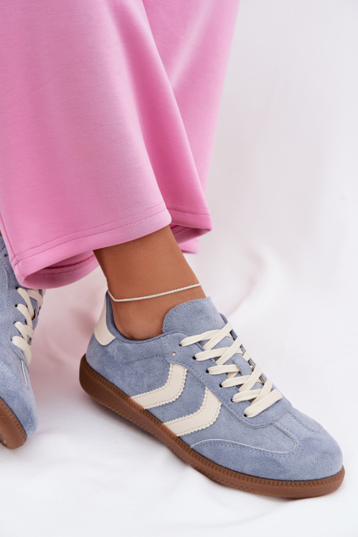 Chaussures modèle baskets Fémininen daim écologiqueu couleur bleue Jesavella
