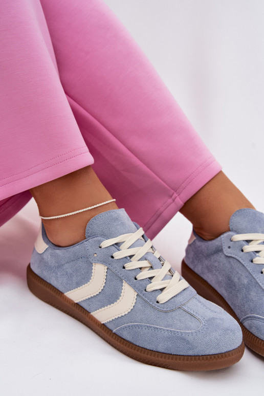 Chaussures modèle baskets Fémininen daim écologiqueu couleur bleue Jesavella
