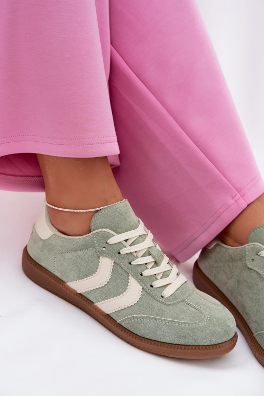 Chaussures modèle baskets Fémininen daim écologiqueu couleur verte Jesavella
