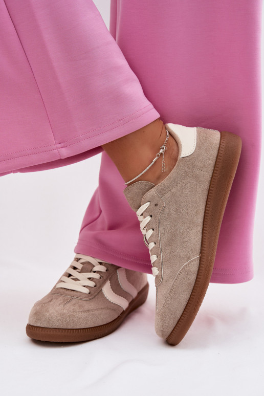 Chaussures modèle baskets Fémininen daim écologiqueu beige Jesavella