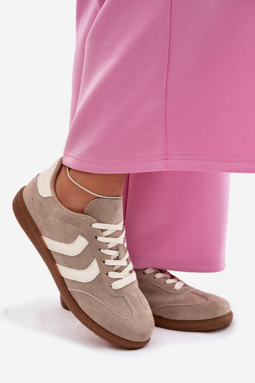 Chaussures modèle baskets Fémininen daim écologiqueu beige Jesavella