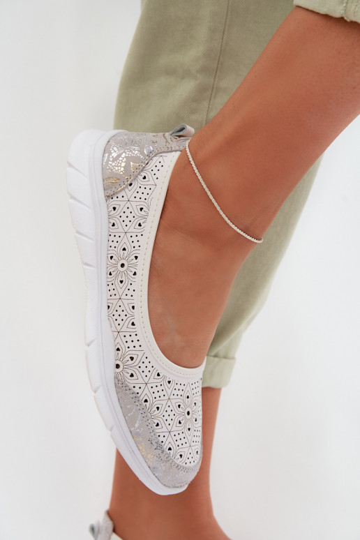 Peau Ballerines ajourées S.Barski GR61-5973 couleur blanche