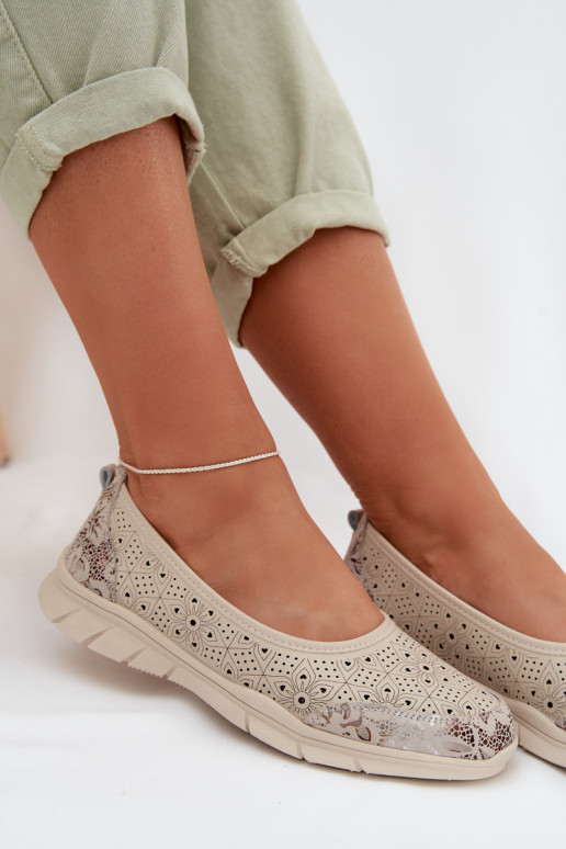 Peau Ballerines ajourées S.Barski GR61-5973 beige