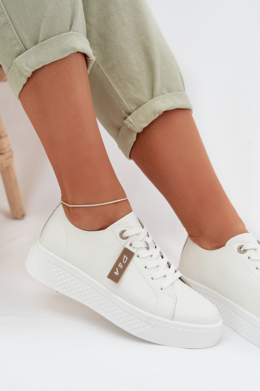 Chaussures modèle baskets FémininActivéturalnej Skóry D&A GR61-5591 couleur blanche