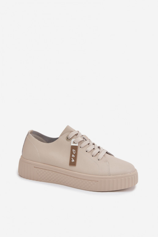 Chaussures modèle baskets FémininActivéturalnej Skóry D&A GR61-5591 beige