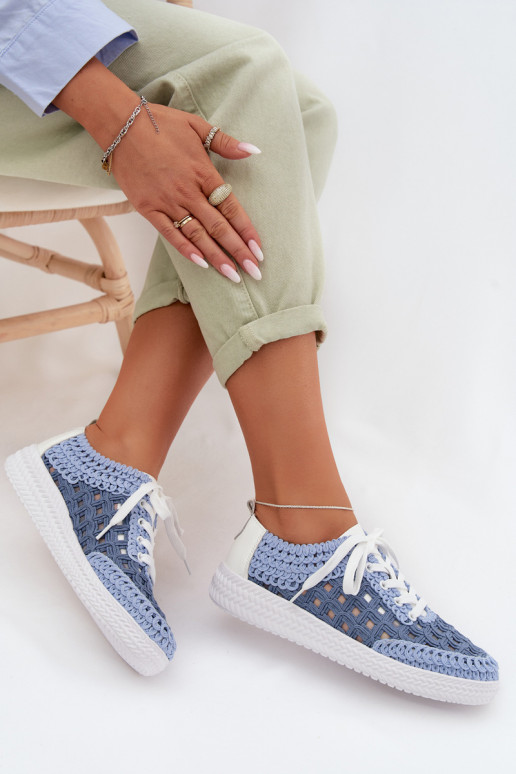 avec des écrits Peau chaussures Féminin D&A GR61-5951 couleur bleue