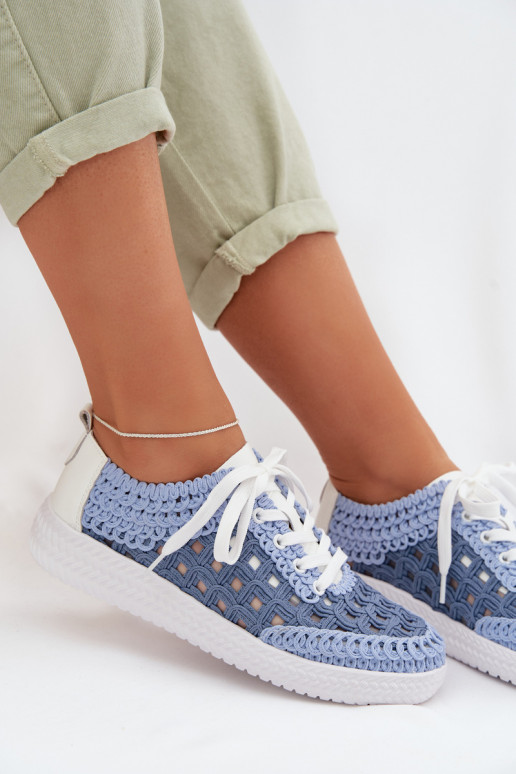 avec des écrits Peau chaussures Féminin D&A GR61-5951 couleur bleue