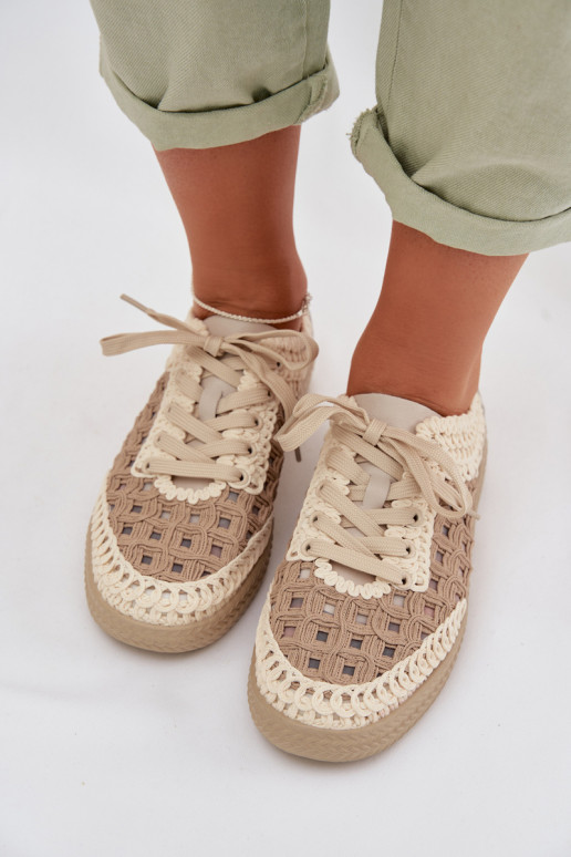 avec des écrits Peau chaussures Féminin D&A GR61-5951 beige