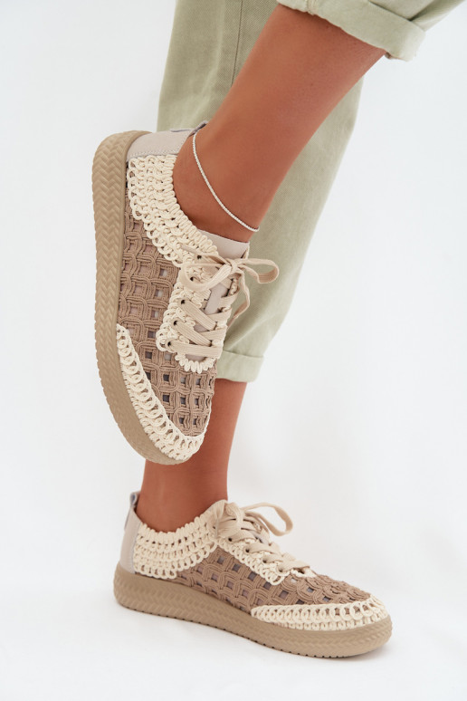 avec des écrits Peau chaussures Féminin D&A GR61-5951 beige