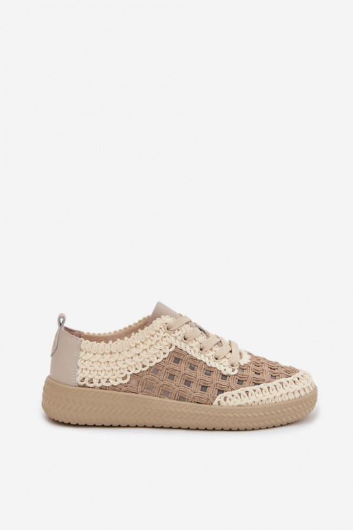 avec des écrits Peau chaussures Féminin D&A GR61-5951 beige